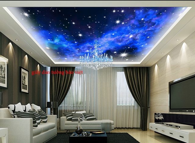 Các mẫu giấy dán tường 3D Galaxy đẹp dán tường & trần nhà