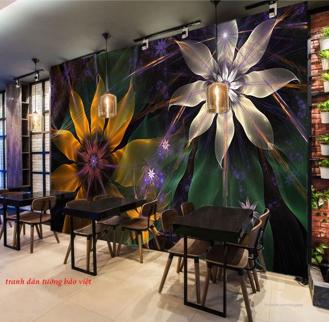 Tranh dán tường cho quán cafe h174