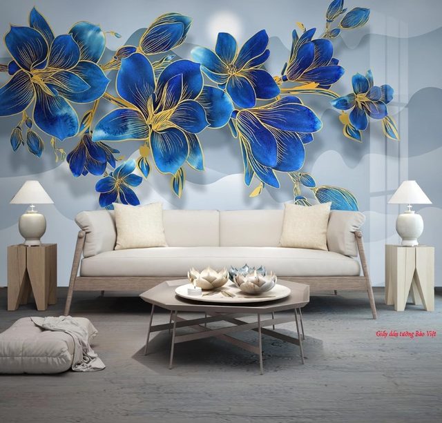 Blue living room wallpaper v127