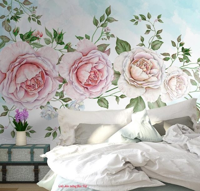 Giấy dán tường phòng ngủ màu xanh v188