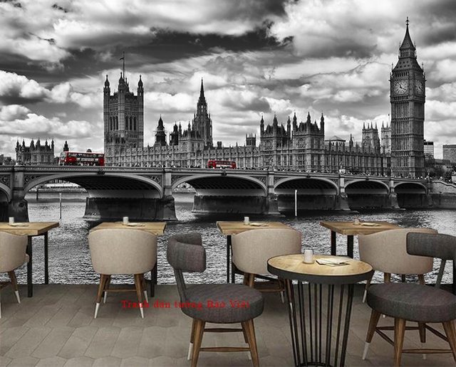 Tranh dán tường cho quán cafe Fm220