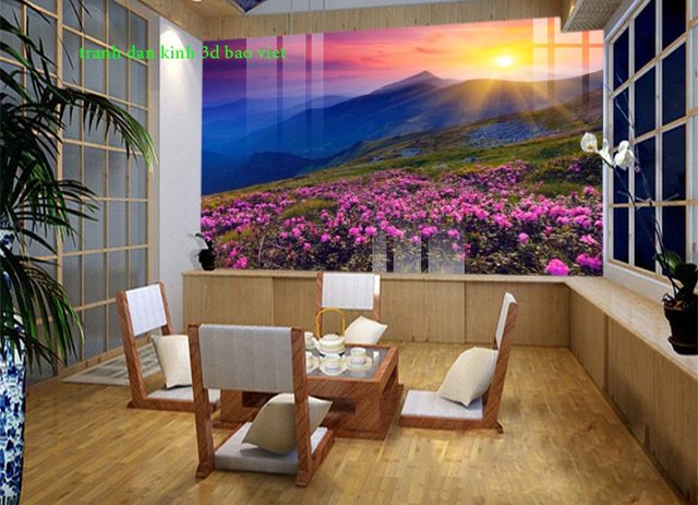 River and mountain wall murals 3d glass stickers me408