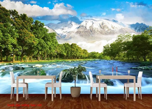 Tranh dán tường sông núi D016