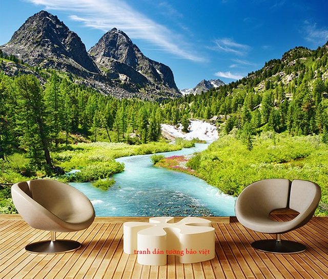Murals of M055 mountain river landscape