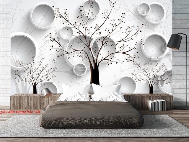 Giấy dán tường màu trắng 3d 109