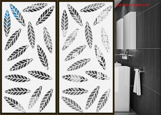 Decal frosted glass shaped banana leaves art014a