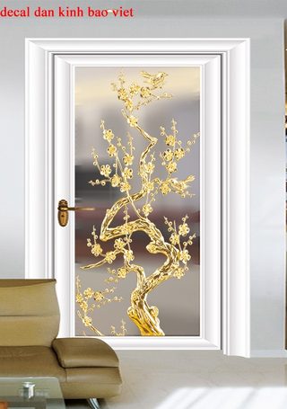 Decal dán kính 3D cao cấp hoa mai se035
