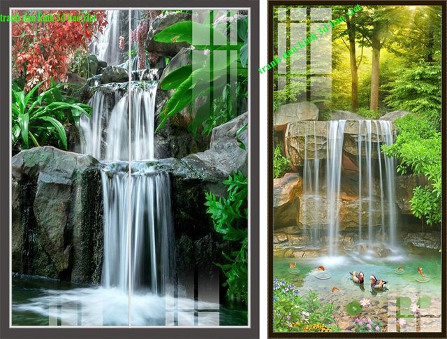 3d waterfall glass stickers 2 sides