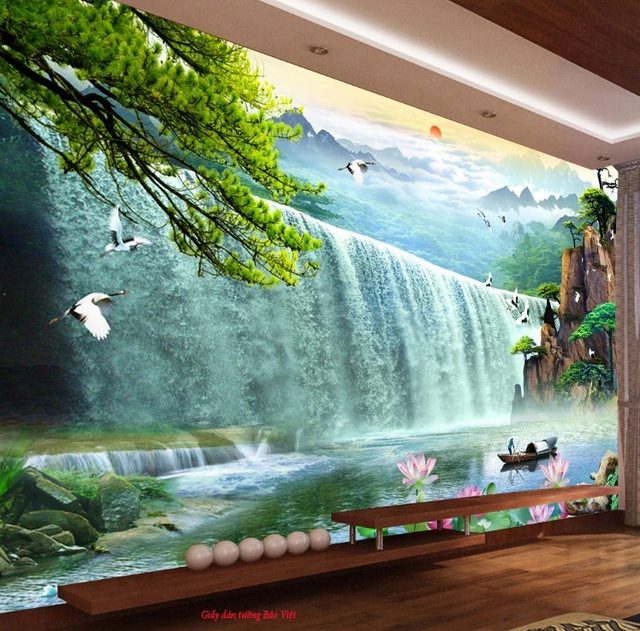 Wall paintings of waterfall v152