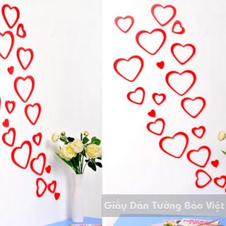 Dán Tường 3D-Họa tiết gỗ 3D hình trái tim (màu đen, xanh lá, xanh dương, đỏ, hồng)