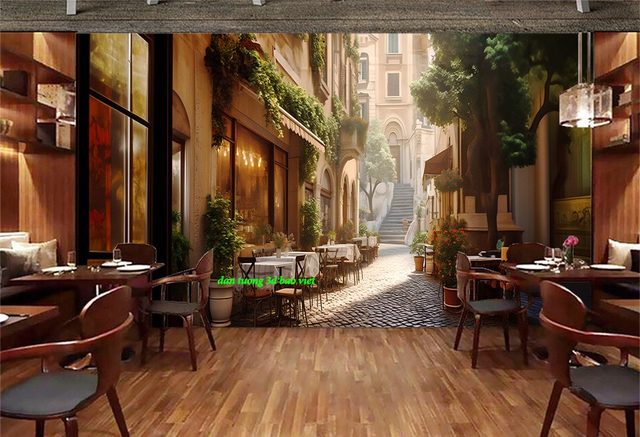 Tranh dán tường cho quán cafe 3d fm609