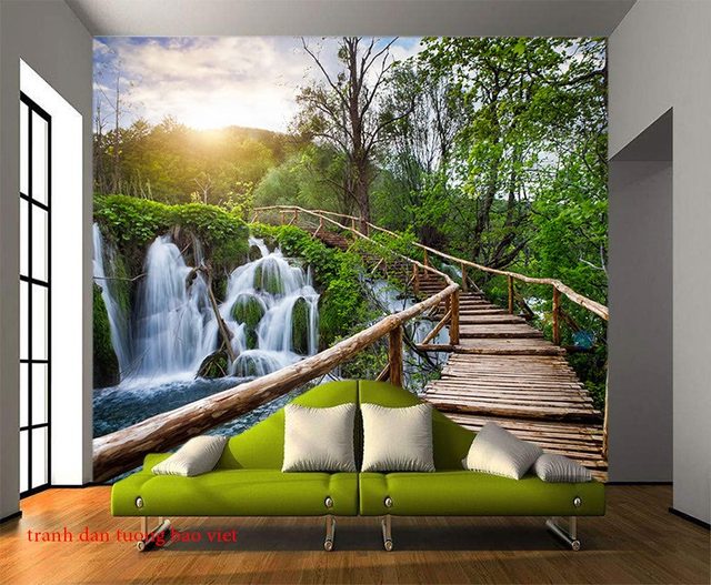 Wall paintings of waterfall w165