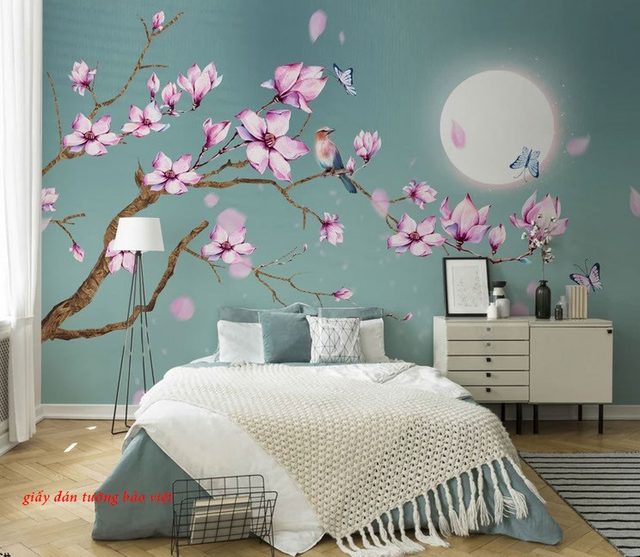 Tranh giấy dán tường điểm nhấn cho phòng ngủ