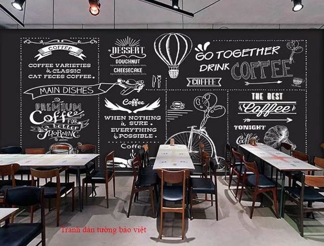 Tranh dán tường cho quán cafe d023