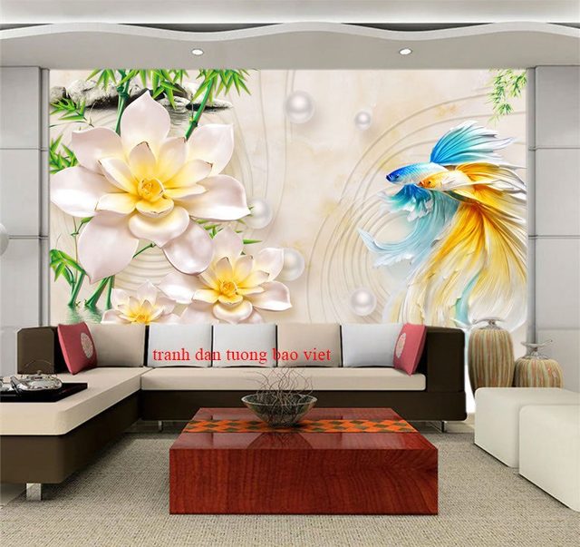 Giấy dán tường 3d cho phòng khách đẹp