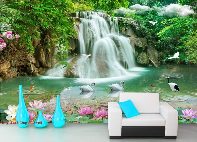 10 mẫu giấy dán tường 3D phong thủy đẹp cho phòng khách