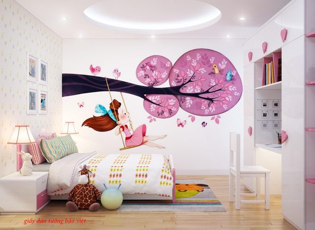Giấy dán tường cho phòng bé gái kid137a