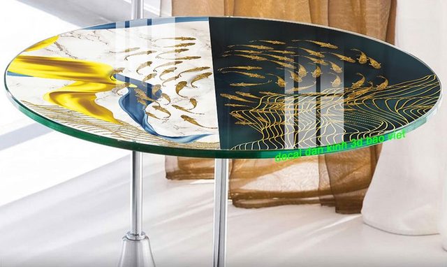3d glass decal sticker for glass table top b003