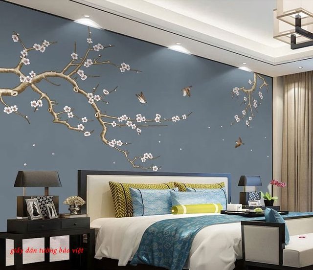 Tranh giấy dán tường điểm nhấn cho phòng ngủ