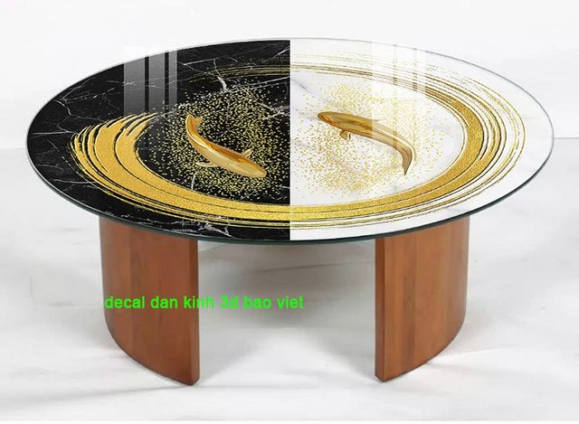 3d glass decal for glass table top