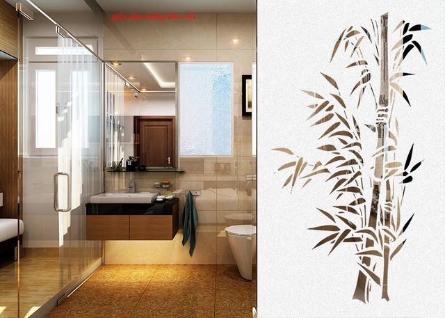 Decal glass paste art bamboo tree art016