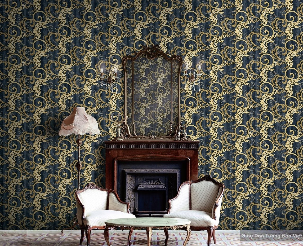 Korean Luxury Living Room Wallpaper 77188-3