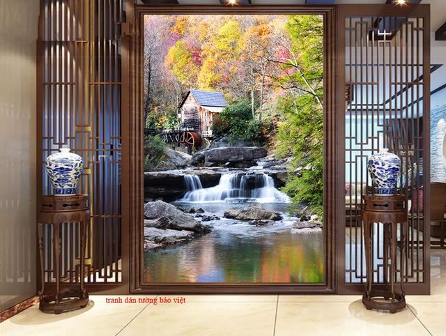 Wall paintings of waterfall W150