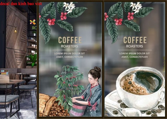 Decal dán kính cao cấp 3d cho quán cafe se036