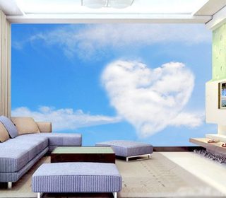 Giấy dán tường mây trời trong xanh gần gũi thiên nhiên