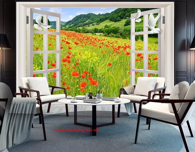 Tranh dán tường 3d cửa sổ fi082
