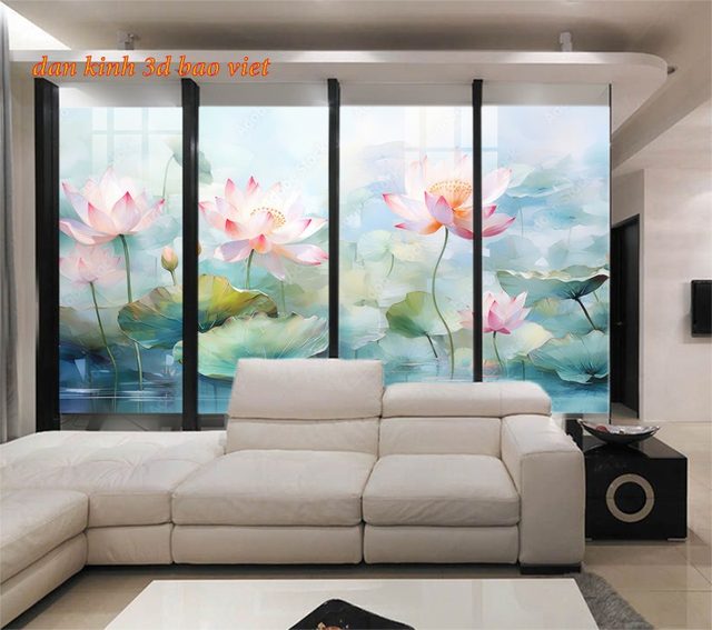 Tranh dán kính 3d 2 mặt hoa sen n2026-110