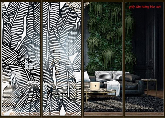 Decal frosted glass shaped banana leaves art014a