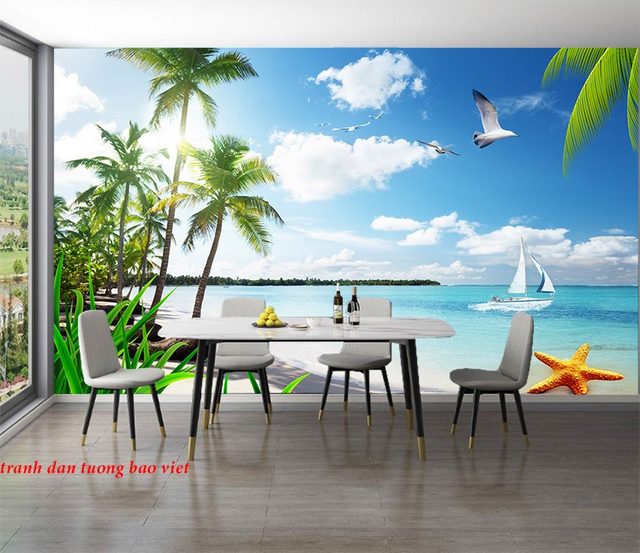 Tranh dán tường phong cảnh biển 3d s204