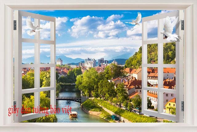 Tranh dán hình Cửa Sổ 3D