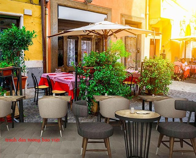 Tranh dán tường cho quán cafe Fm275