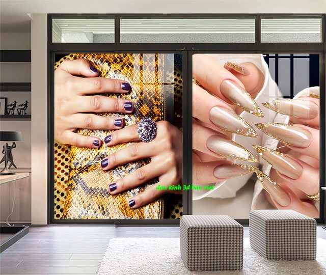Decal dán kính cao cấp nails spa nails075