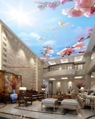 Giấy dán trần nhà phòng khách C099