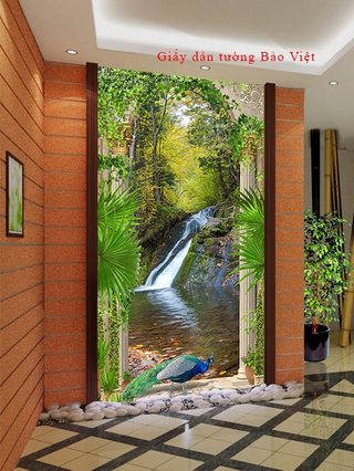 Giấy dán tường phòng khách phong cảnh K102