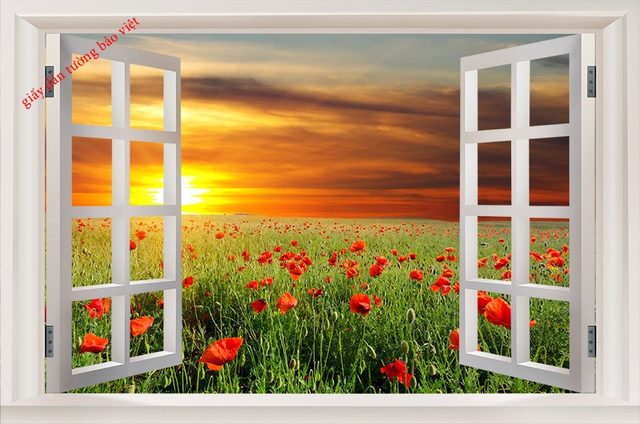 Tranh dán hình Cửa Sổ 3D