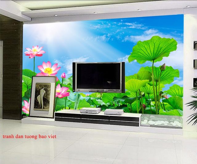 Giấy dán tường 3D hoa sen