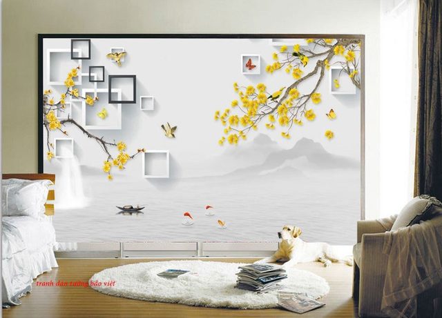 Tranh dán tường 3D hình cầu 3D-05