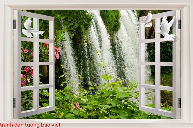 Tranh dán tường cửa sổ vân gỗ w163