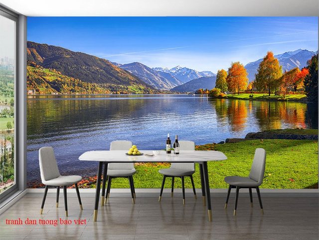 Tranh dán tường phong cảnh sông núi m080