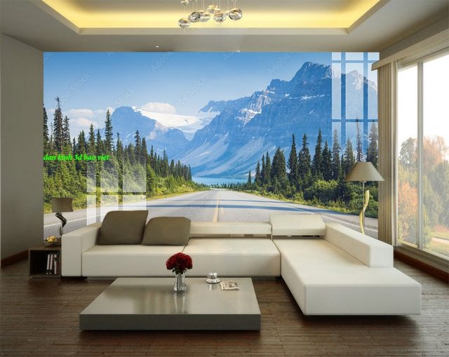 Tranh dán kính 3d 2 mặt phong cảnh sông núi