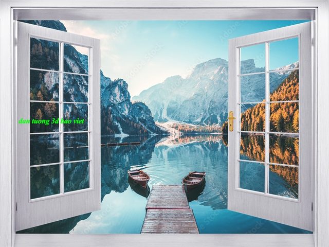 Tranh dán tường cửa sổ 3d n2004-482