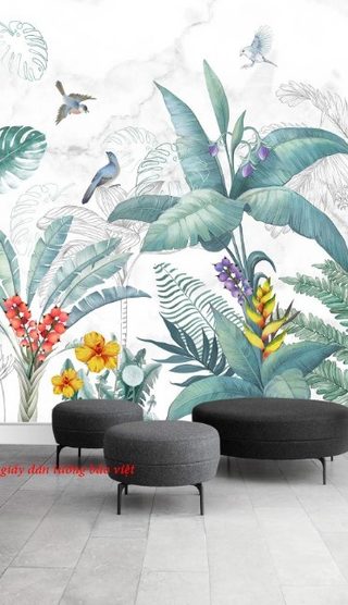 Wallpaper bedroom tree leaves h185