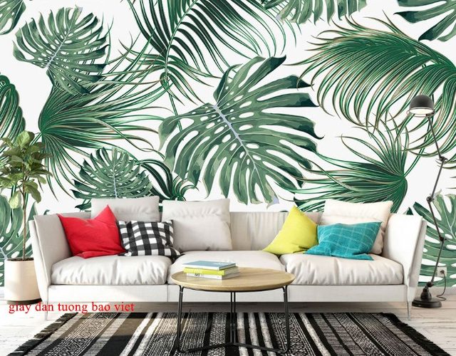 Giấy dán tường lá cây nhiệt đới