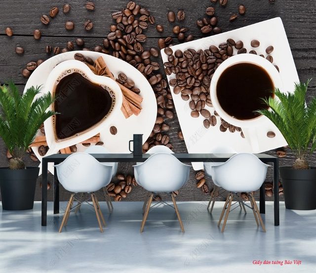 3d wall paintings for cafe v093
