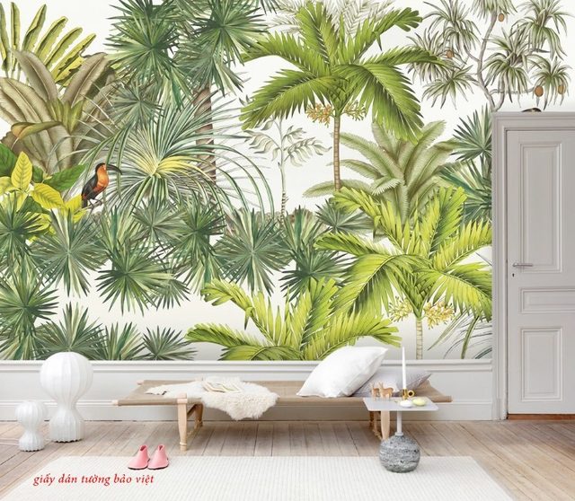 Wallpaper of tropical leaves d180