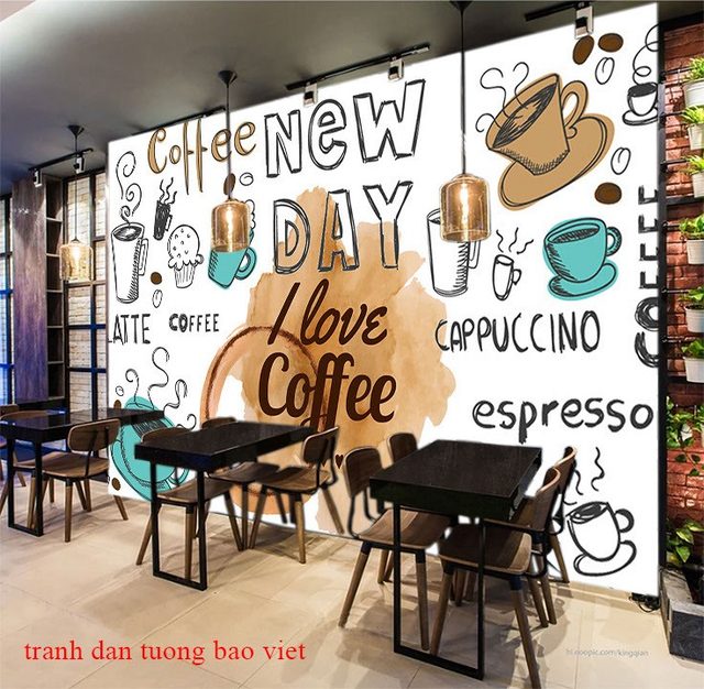 Tranh dán tường cho quán cafe fm524